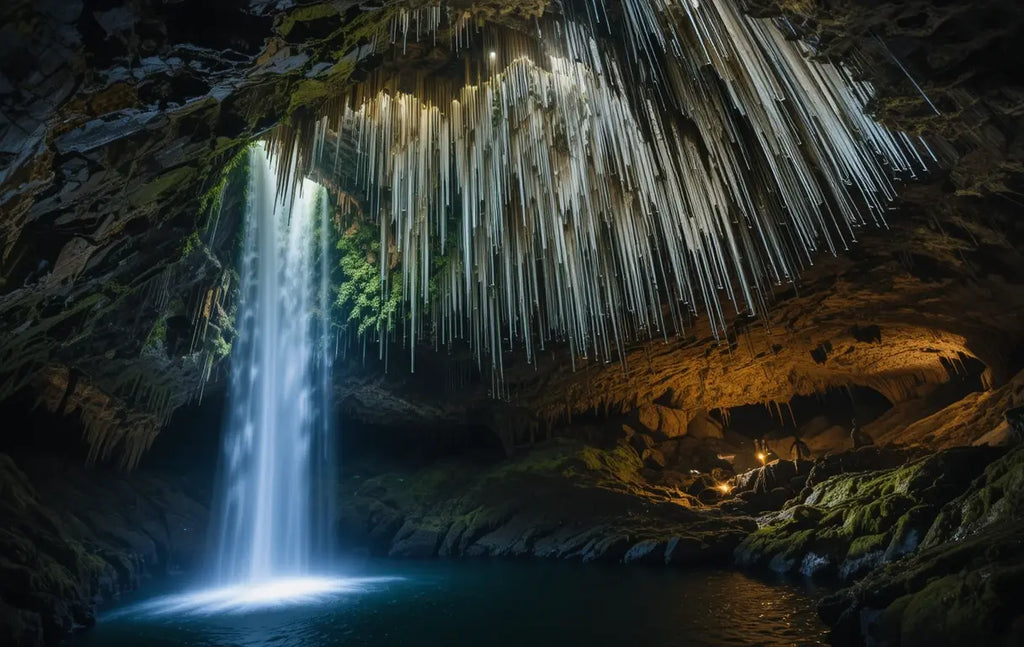 Enchanting Ice Cave Waterfall - Fantasy Art Print My Store