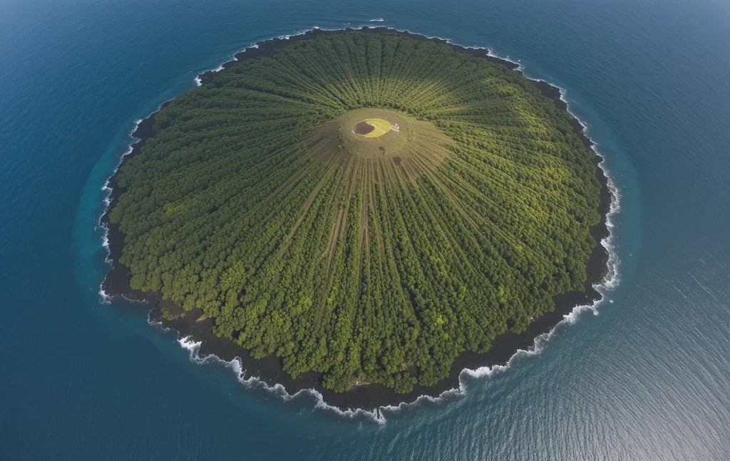 Lush Volcanic Island Aerial - Tropical Nature Print My Store