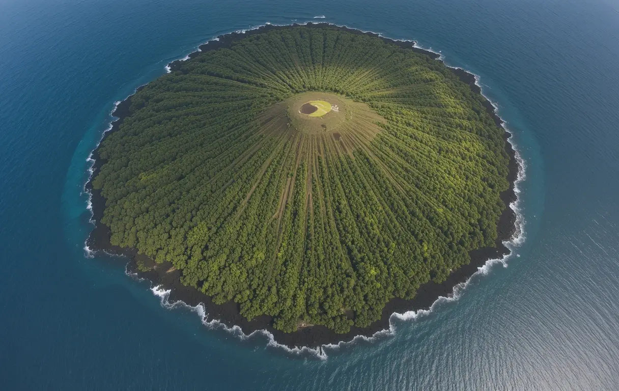 Lush Volcanic Island Aerial - Tropical Nature Print My Store