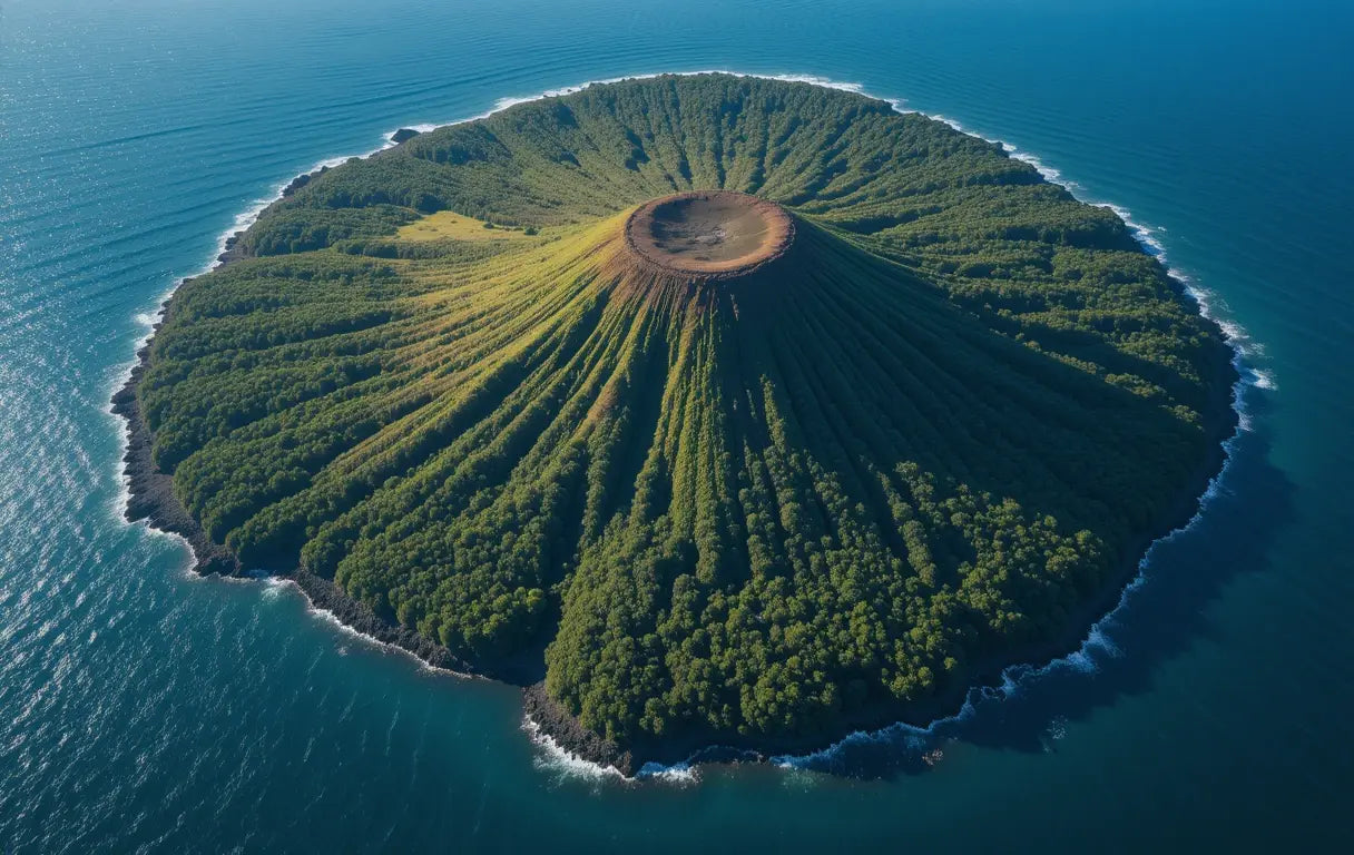 Lush Volcanic Island Aerial - Tropical Nature Print My Store