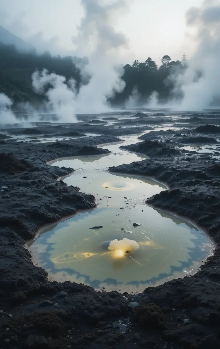 Fiery Volcanic Lava Pools - Dramatic Nature Art Print My Store