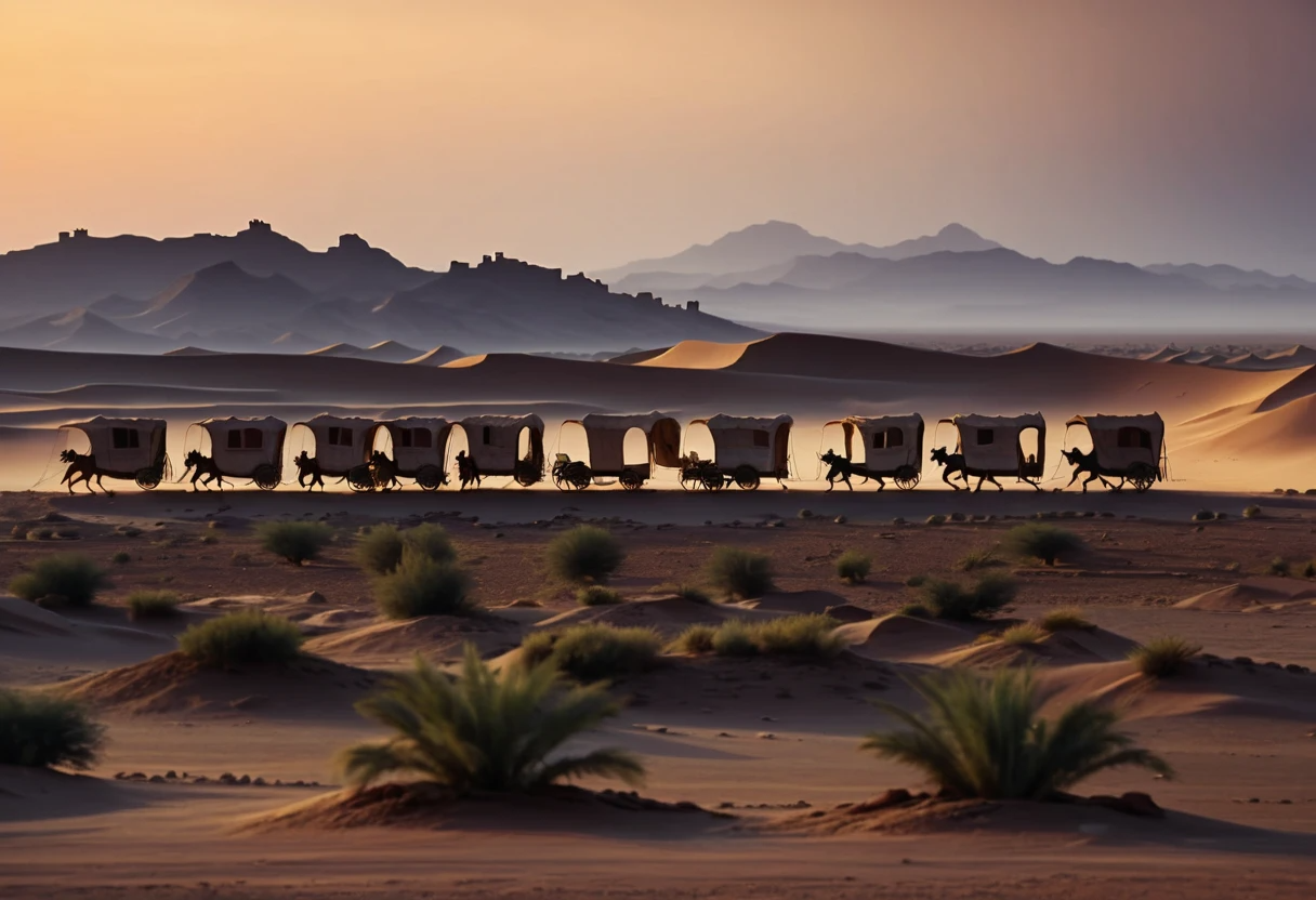 Luxury Desert Caravan Camp with Vintage Trailers at Twilight