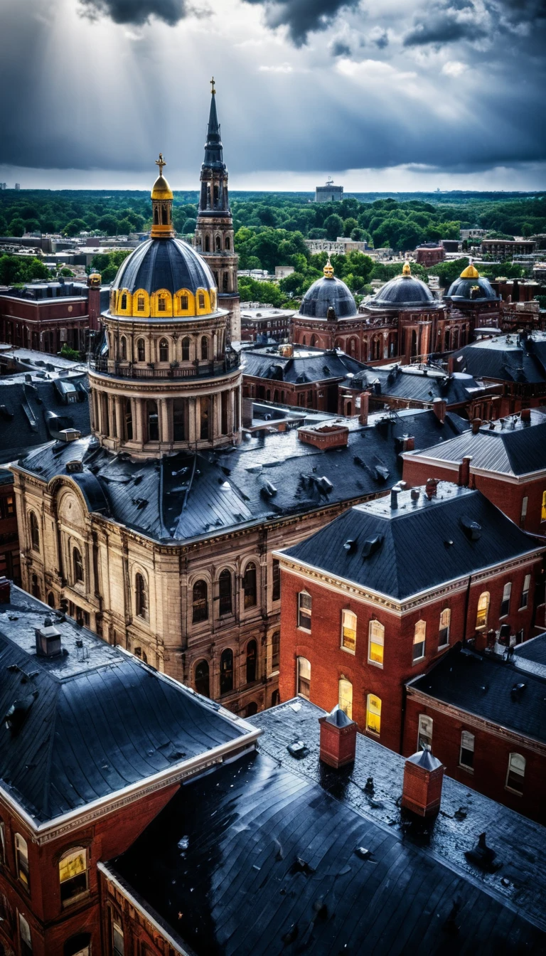 Vibrant Illustrated Pattern of Islamic Domes in Teal and Orange