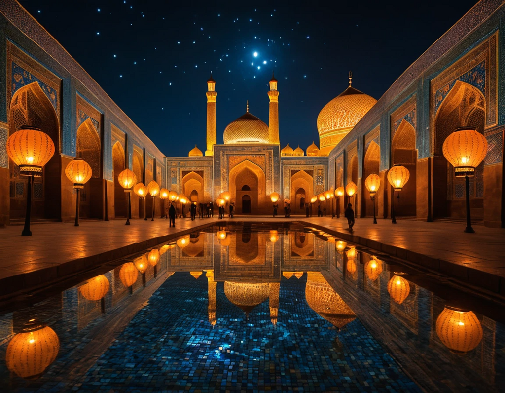 Celestial Turquoise Mosque Beneath the Milky Way