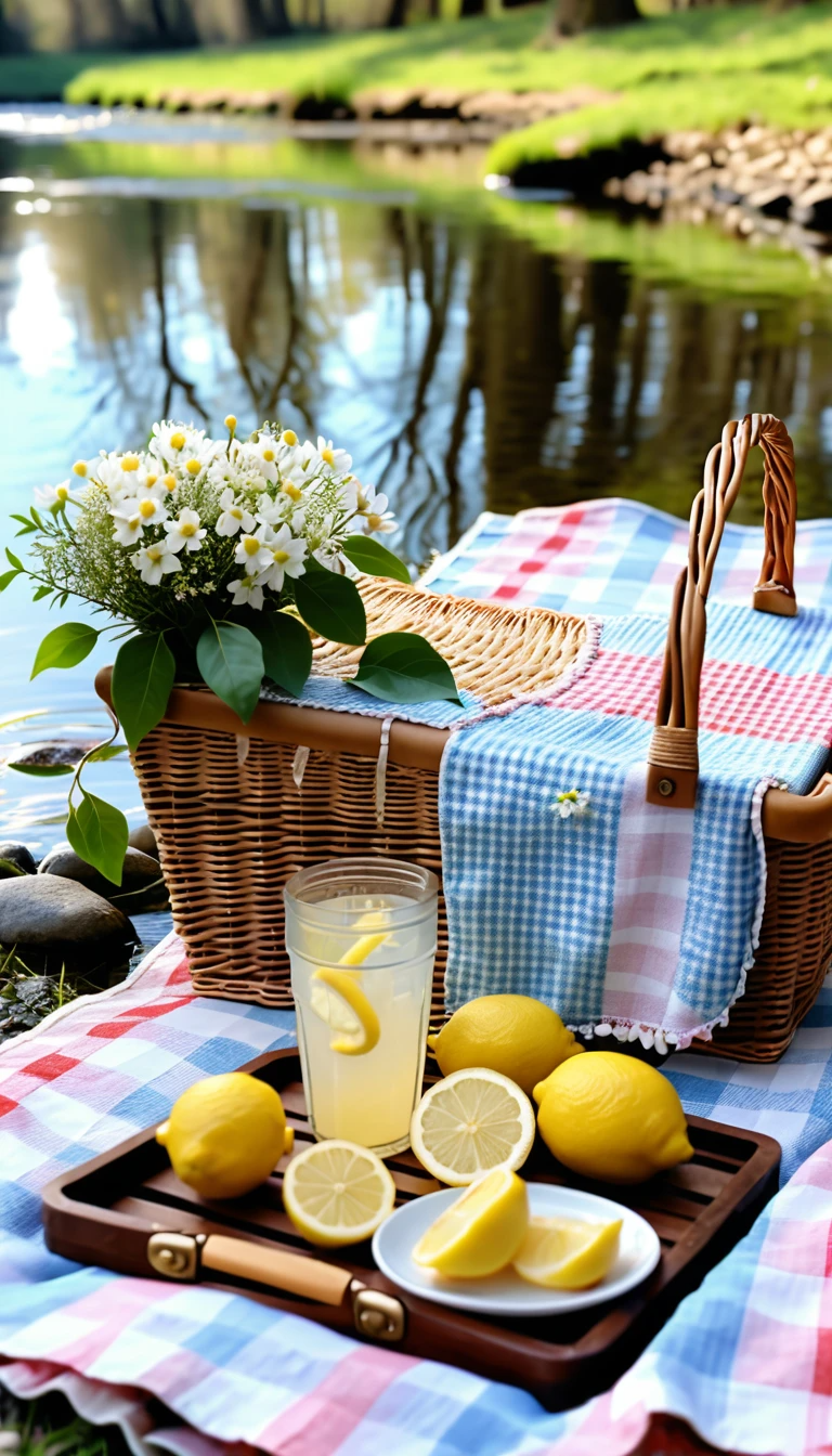 Lakeside Lemon Picnic with Fresh Juice & Plums