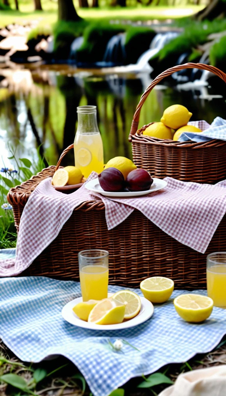 Lakeside Lemon Picnic with Fresh Juice & Plums