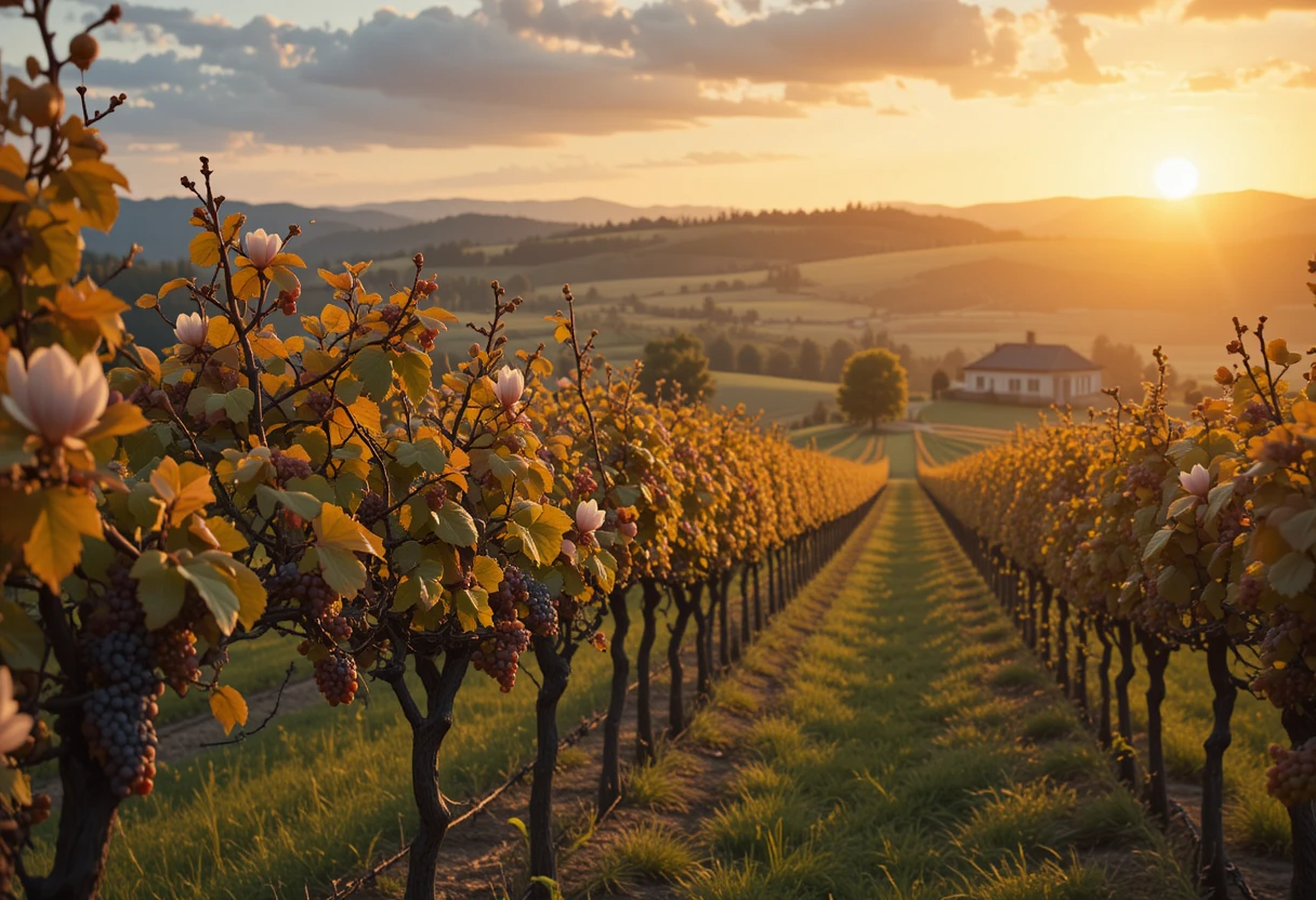 Blossoming Magnolia Tree Tunnel Pathway in Spring